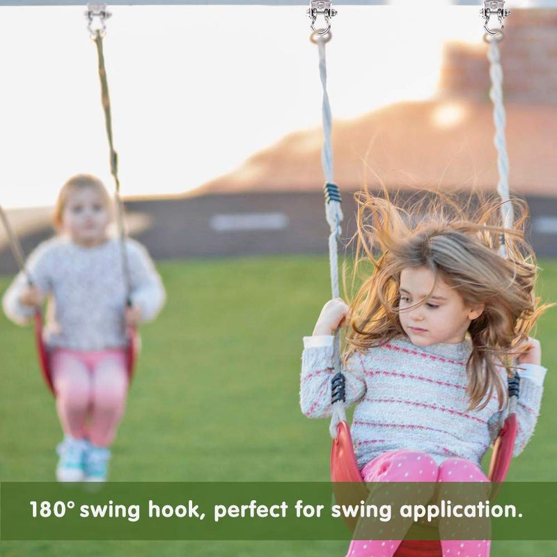 WAREMAID Set of 2 Heavy Duty 180Â° Swing Hangers, Stainless Steel Swing Hook for Ceiling Wooden Porch Swing Hanging kit Playground Gym Rope Boxing Bag Hammock Chair Yoga Swing Mount 1000 lb Capacity - Image 3